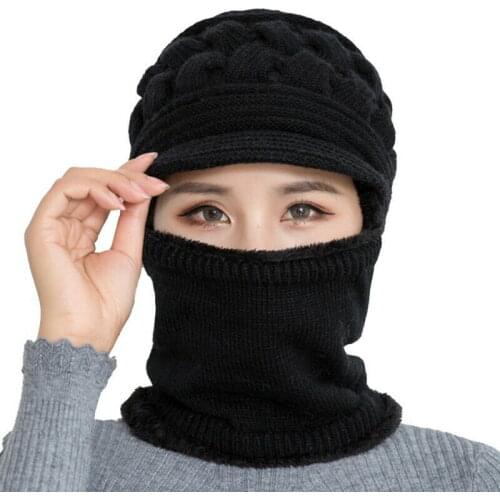 2020 New Winter Balaclava Beanies Mother Hat Women Warm Thick Skullies Riding Outdoor Hats Gorras Stripes Beanie Cap Mask
