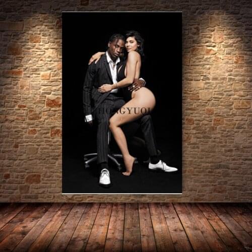 New Kylie Jenner Travis Scott New Fashion Star Oil Painting Poster Prints Canvas Wall Picture For Home Room Decor