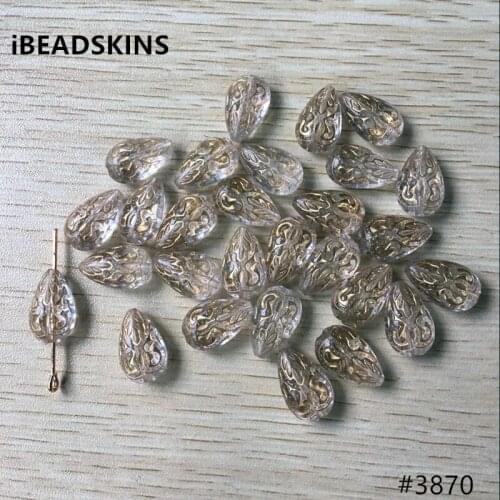 New arrival! 18X12mm 600pcs/lot clear with gold stripe drop shape Acrylic beads #3870(Design as shown)
