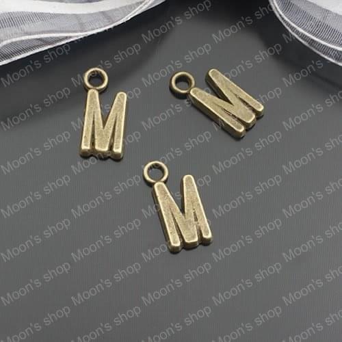 Wholesale 16*7mm Antique Bronze Letter M Alloy flat charms pendants Findings Accessories 20 pieces(JM1967)
