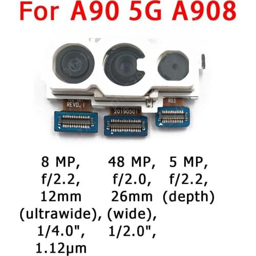 Original Back View Rear Camera For Samsung Galaxy A90 5G A908 Main Backside Camera Module Flex Cable Replacement Spare Parts