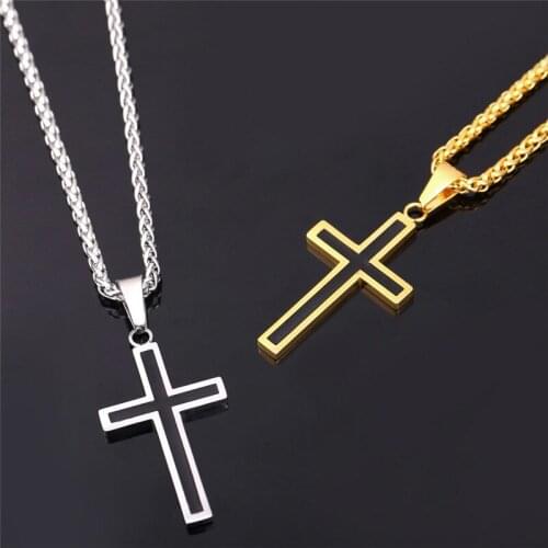 Cross necklace lords prayer with 316L stainless steel chain gold color black choker rapper chain P952G