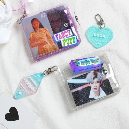 Transparent Harajuku card holder sweet model card card holder kawaii coin purse women wallet ins Korea PVC shiny y2k multi-card