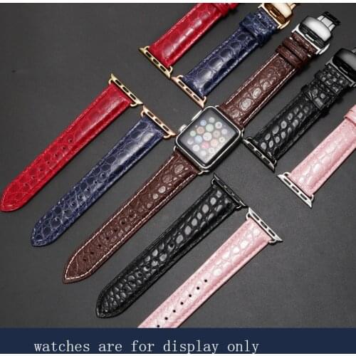 Crocodile Leather strap 38mm 40mm 42mm 44mm black brown red blue bracelet Suitable for Apple Iwatch 1 2 3 4 5 watch chain