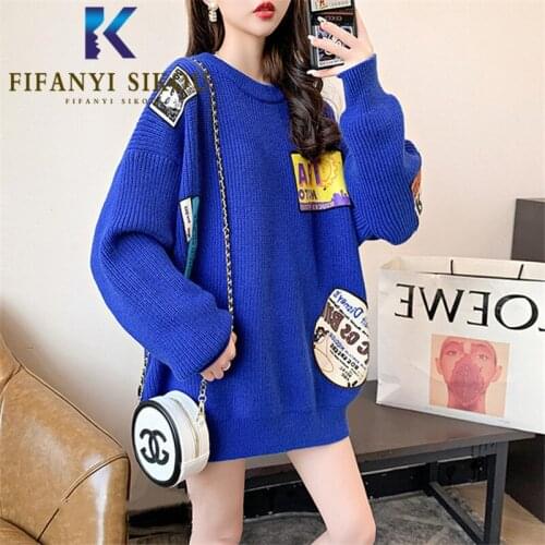 Autumn Winter Warm Knitted Sweater Women O-Neck Long Sleeve Fashion Print Pullovers Female Loose Sweaters Casual Knit Tops