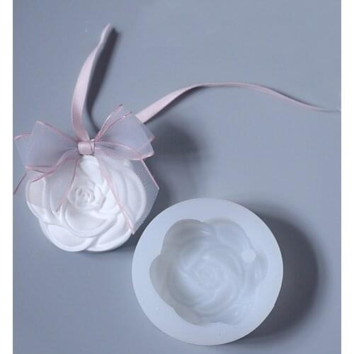 Camellia Rose Flower Silicone Mold Aromatherapy Gypsum Epoxy Mold Handmade Soap Candle Car Pendant Silicone Mold DIY Material