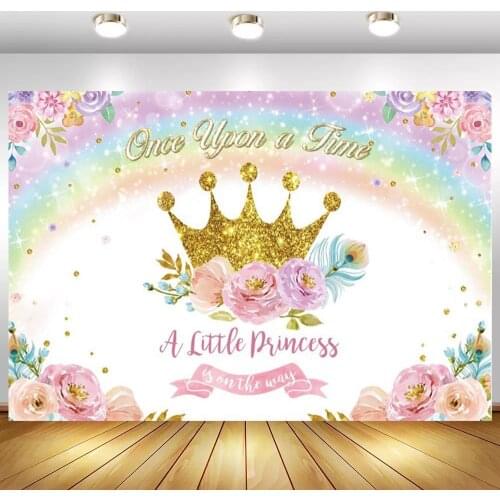 Light Bokeh Rainbow Glittler Little Princess Backdrop Photography Floral Flowers Girl Birthday Baby Shower Photo Backgrounds