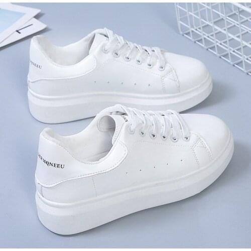 2021 Womens Designer Breathable Leather Casual Shoes Outdoor Anti-slip Walking Lacing Platform Shoes Sapatos Casuais Femininos