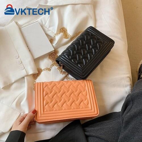 Women Embossed Woven Messenger Bag Fashion Ladies Chain PU Leather Flap Purse Fashion Cell Phone Crossbody Messenger Bag