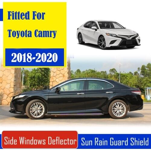 1 Set Chrome Side Vent Sun Shade Window Visors Rain Guard Deflectors For Toyota Camry 2018-2021
