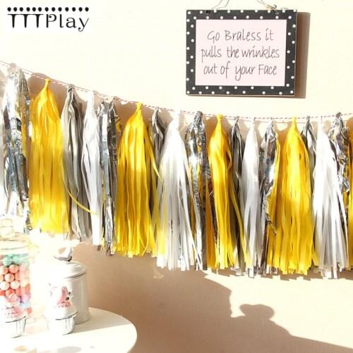 1 set Gold Silver Tassel Wedding Decoration Tissue Paper Ribbon DIY Birthday Curtain Photograph Background Balloons Accessories