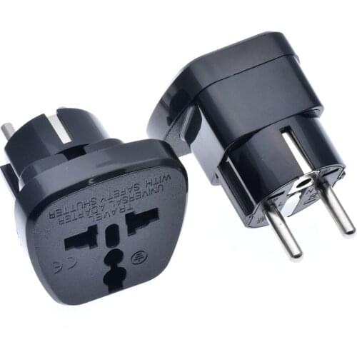 1PCS EU German conversion plug Germany Indonesia Travel AC Power Adapter Plug US AU UK EU 4.8MM PLUG TYPE E F CEE 7/7