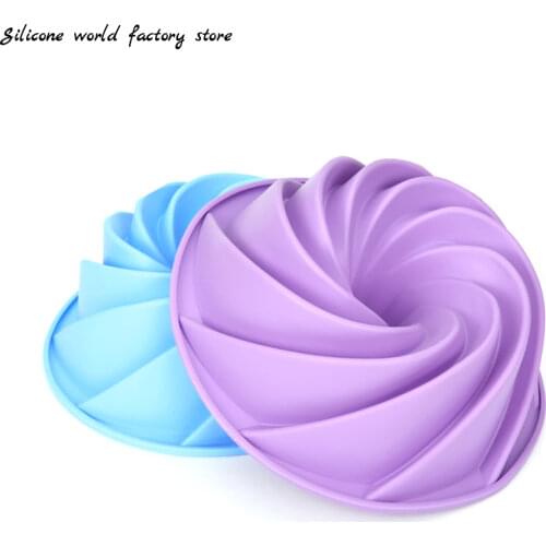 1PCS Large Spiral Shape Silicone Cake Mold Pan 3D Fluted Cake Mould Form Bread Bakery Baking Tools Bakeware