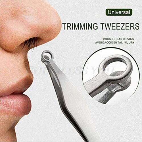 1Pcs Universal Nose Hair Trimming Prune Tweezers Round Tip Eyebrow Tweezer Removal Tweezers Perfectly Stainless Steel Nose Hair