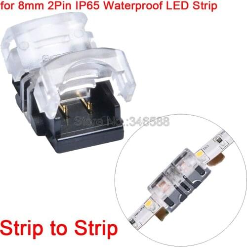 10pcs 2Pin LED Strip to Strip Solderless Joint Connector for 8mm SMD 2835 3528 3014 IP65 Waterproof Single Color LED Strip Tape