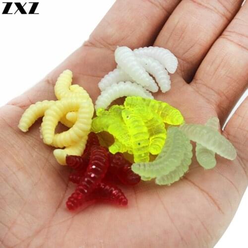 1000pcs/lot 2.4cm Silicone Baits for Fish Maggot Grub Soft Carp Fishing Lure Smell Worms Leurre Bread Bug Bionic Bait Crankbait