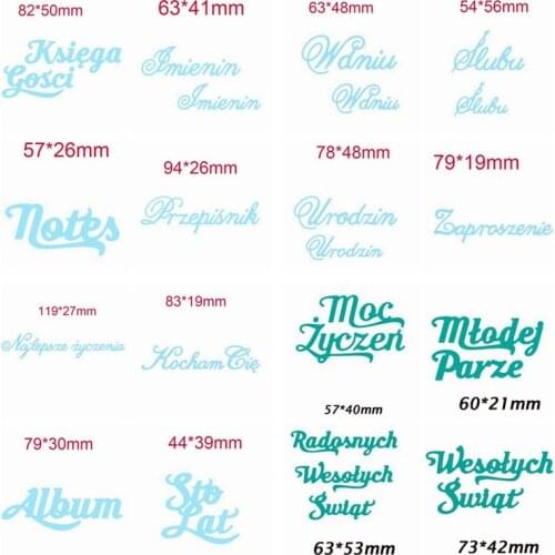 17 Polish Words Metal Cutting Dies Stencils for DIY Scrapbooking Album Photo Paper Cards Making Crafts Emboss Decorative