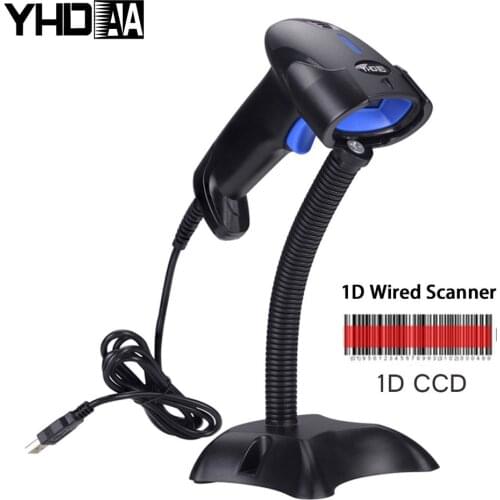 1D Barcode Scanner Laser Bar Code Reader Handheld USB Wired RS232 Interface High Scan Accuracy Codea Reader for Supermarket