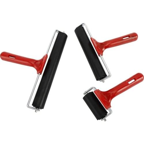 3Pcs 2.4,5.9 and 7.9 Inch Rubber Brayer Rollers for Crafting,Printmaking Stamping Gluing,Construction Tools