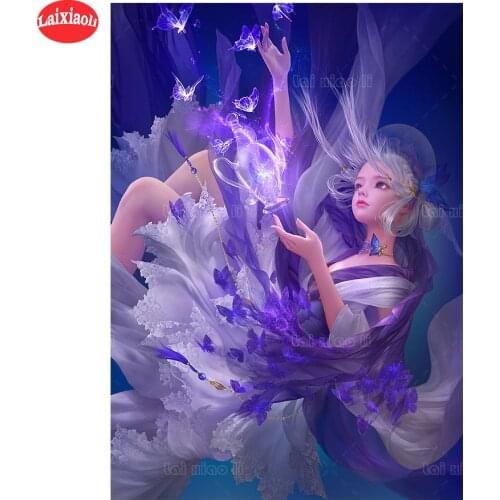 Diy Diamond Painting Fantasy art, beautiful butterfly girl diamond Embroidery full round Mosaic Diamond cross stitch Decoration