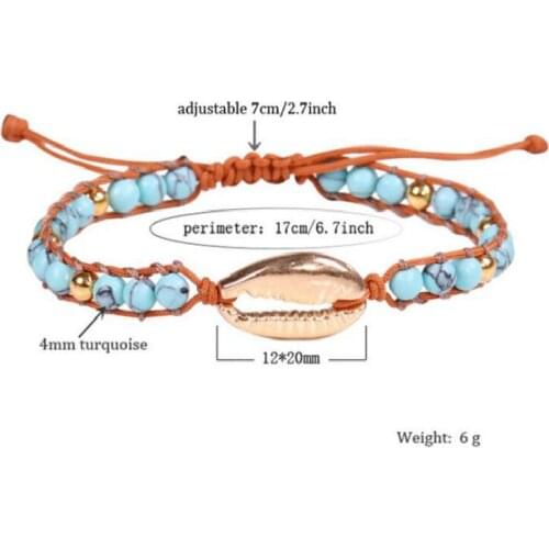 Puka Shell Bracelet Gold Cowry Shell Natural Stone Bohemian Fashion Bracelets Beach Seashell Women Bracelets Jewelry