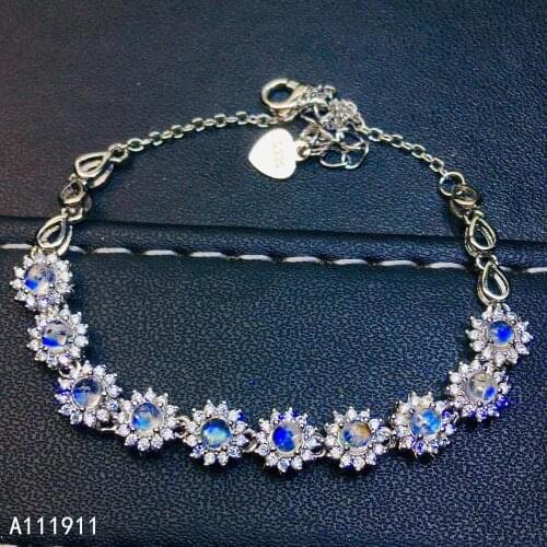 KJJEAXCMY fine jewelry 925 sterling silver inlaid Natural Moonstone gemstone ladies bracelet trendy support detection popular