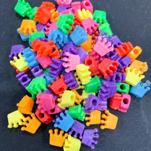 CHONGAI 100Pcs Crown Acrylic Mixed Colors Beads For Jewelry Making DIY Bead Accessories
