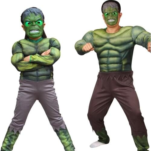 Halloween Kids Muscle Hulkboy Cosplay Costumes Clothes With Mask Super Heroes Childrens Day Gift Dress