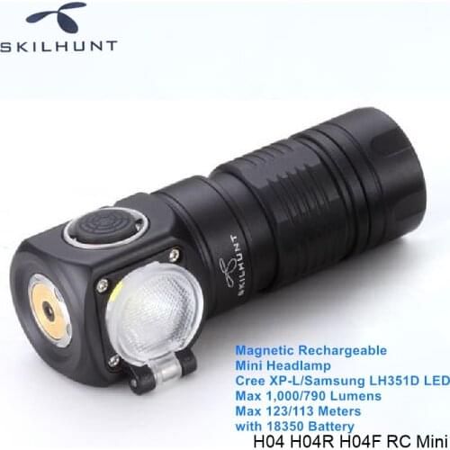 Skilhunt H04 H04R H04F RC Mini EDC Magnetic Rechargeable Headlights High CRI Miners Work Forehead Flashlight with 18350 Battery