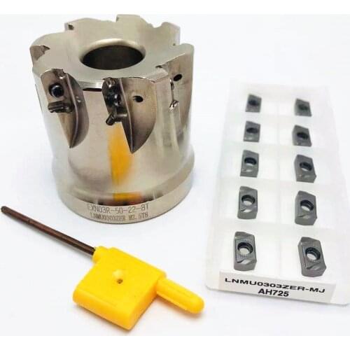 Fast-feed milling cutter EXN03R 50-22 8T Fast-feed milling cutter holder for LNMU0303ZER inserts High-speed milling cutter EXN03