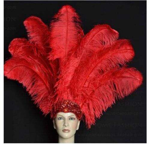 HOT! 50pcs/lot 50-55cm/20-22"red ostrich feather plume wedding decoration black feather ostrich plumage Free shipping
