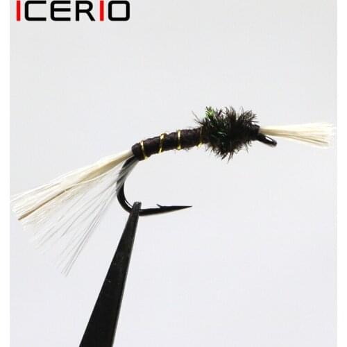 ICERIO 6PCS Emerger Buzzer Nymphs Chironomid Dry Flies Tying Hook Trout Fishing Fly Lure Bait