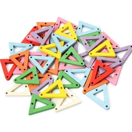 IYOE 30pcs/Lot 19x22mm Hollow Triangle Charms With Hole Wood Charms Connectors For Making Earring Pendants DIY Home Decoration