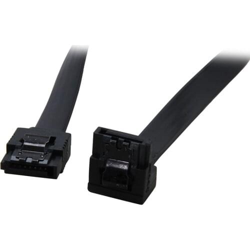 24Inch 180 to 90 degree 6Gb/s SATA3 Serial ATA DATA cable w/ latch for PC SATA 3.0 SATAIII 6Gbps HDD Hard Drive Disk/ SSD -Black