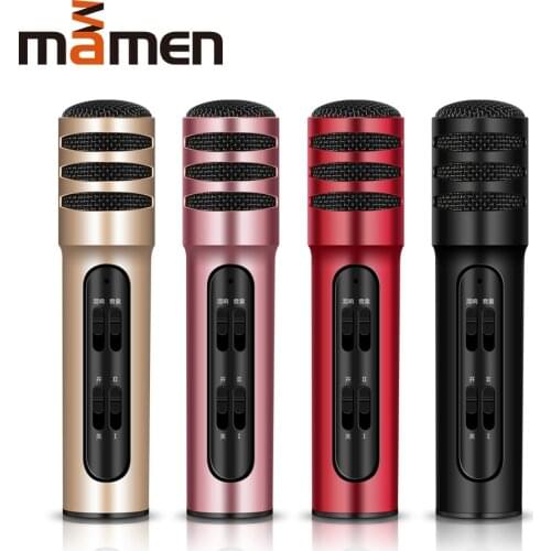MAMEN 4 colors condenser machine karaoke microphone Built-in sound card smartphone player microphone speaker Recording music And