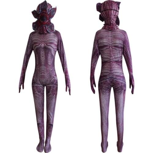 Horror Man-eater Flower Halloween Costume Jumpsuits Mask For Women Stranger Things Cosplay Carnival Creepy Skeleton Clothes