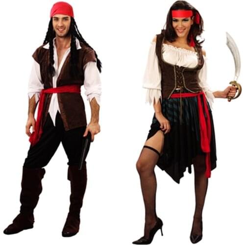 Pirate costumes for women woman female men adult halloween male captain jack sparrow costume pirates of the caribbean cosplay