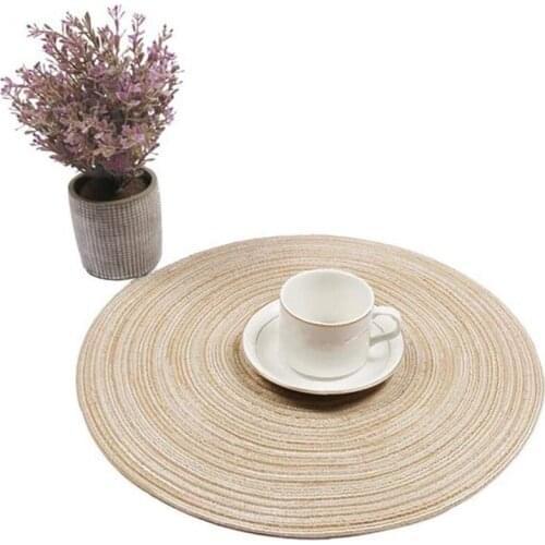 Round Braided Placemats Washable Kitchen Table Placemats for Home Wedding Party 36cm Coffee Color 4Pcs