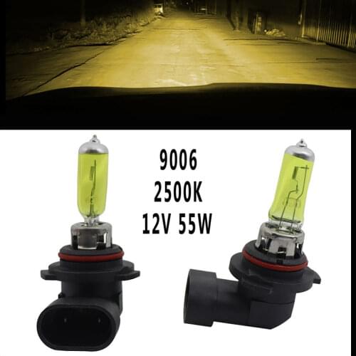 2pcs 9006 12V 55W Xenon Halogen Yellow car Headlight Hi/Lo Quartz Glass 2500K Light Lamp Bulbs
