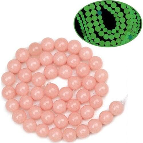 Natural Pink Luminous Stone Glow In The Dark Loose Magnesite Spacer Beads For DIY Jewelry Making Bracelet 15