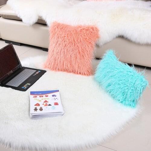 9 colors Thick Long Plush Solid Color Cushion Cover Soft Fur Warm Decorative fur cushion Pillow Cover Sofa Home Decor
