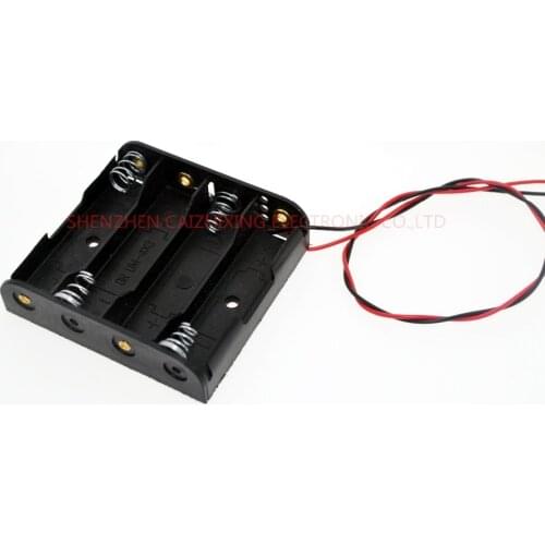 New Plastic Standard Size 4 AA Battery Case Holder Box For 4pcs Size AA Batteries With Wire Leads