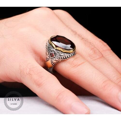 Original 925 Sterling Silver Mens ring With Zircon Stone. Mens Jewelry Stamped With Silver Stamp 925 All Sizes Are Available