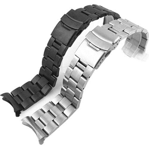 Watchband Arc Edge Stainless Steel Strap Arc Mouth bracelet metal band 20 22mm watch bandFor Seiko ect