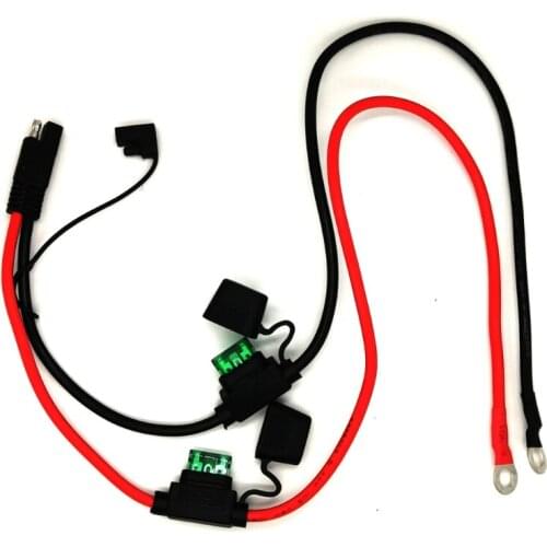 SAE to O Ring Terminal Harness, with 30A Protection Fuse, 2-Pin Quick Disconnect Plug,10AWG 60CM SAE Battery Extension C