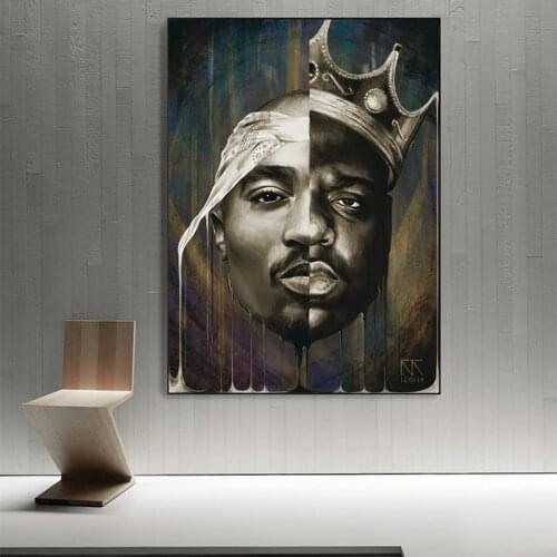 Modern Portrait Of Big And Tupac Canvas Painting 2Pac Posters and Prints Wall Art Picture for Living Room Home Decoration Cuadro