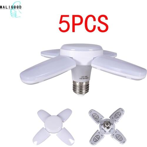 MALIGOOD Luces Led E27 28W Led Lamp Ceiling Fan Led Light Foldable Fan Blade Angle Adjustable Lampada For Home Garage Lighting