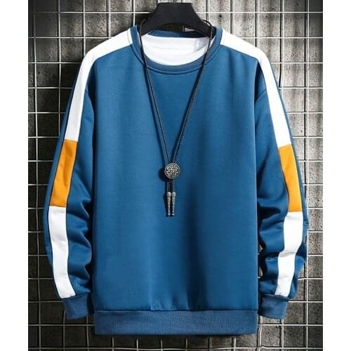 Long Sleeve Harajuku Sweatshirt Men 2020 New Fashion Hoodie Men Casual Round Neck Patchwork Sweatshirt Streetwear Men