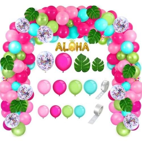 Tropical Hawaiian Pink Green Balloons Garland Arch Kit Party Decor Ballon