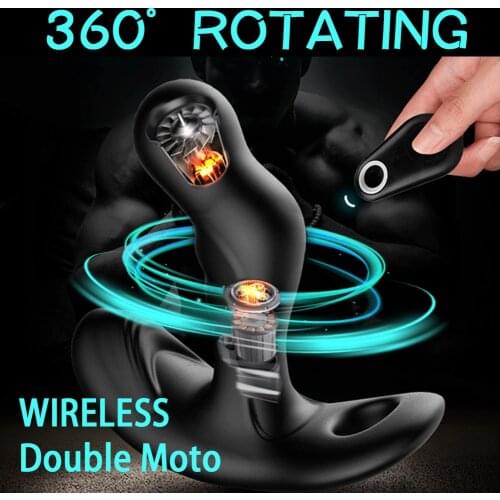 Rotation Silicone Butt Anus Vibrating Male Prostate Massager Anal Plug Remote Control Vibrator Butt Plugs Adult Sex Toy For Men